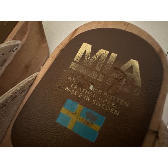 Mia Alma Classic Clogs Wooden Platform Oatmeal Leather sz 36 - Picture 7 of 16